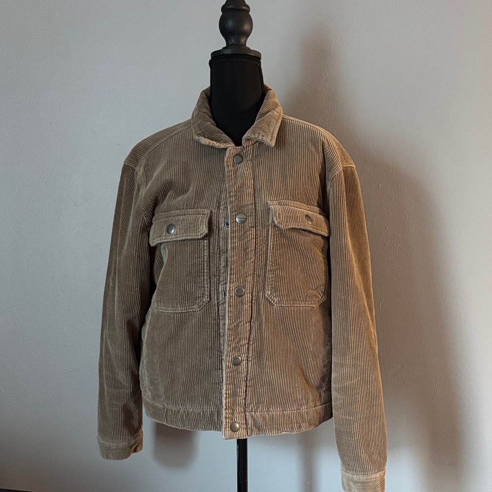 ALLSAINTs Men's Corduroy Trucker Jacket with Sherpa Lining Size Medium